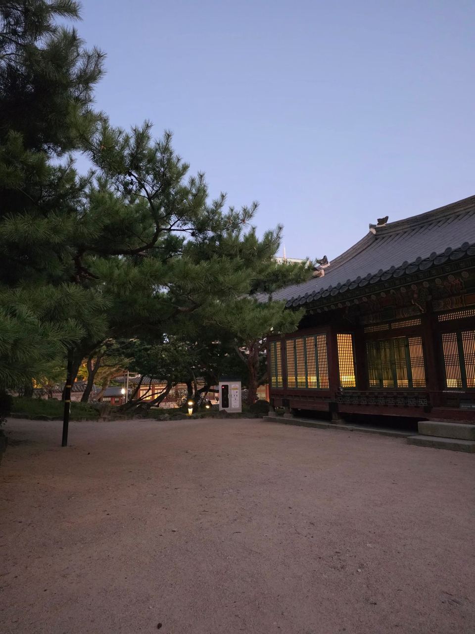 조명이 들어온 덕수궁 전각의 저녁